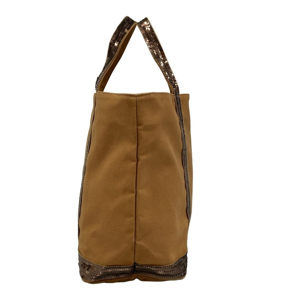美品 ヴァネッサブリューノ スパンコール付き トートバッグ カーキ 本 