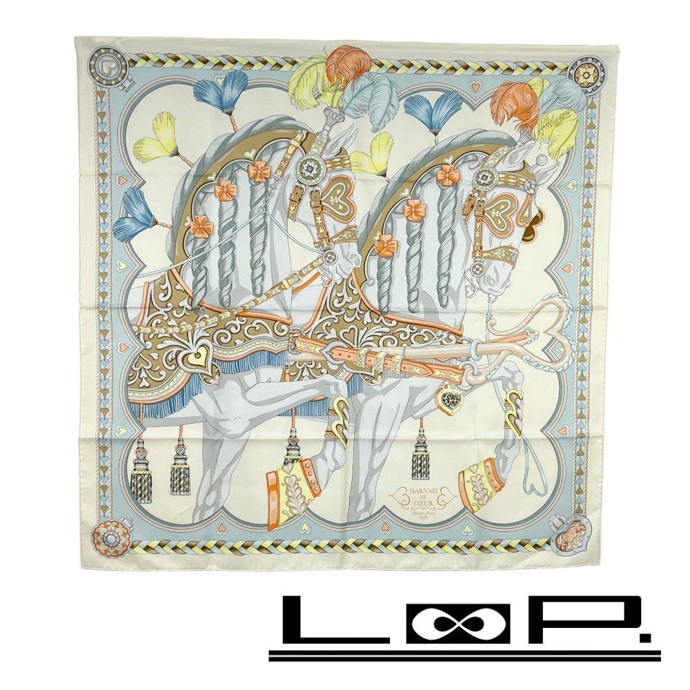 エルメス □美品□ カレ90 スカーフ HARNAIS DE COUR アルネ ドゥ