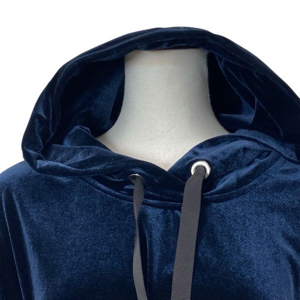 キャラオクルス CARA O CRUZ フーデッドチュニック 長袖 フード パーカー ミドル丈ベロア調 ネイビー 9 M 9号 レディース S 5 Y 388