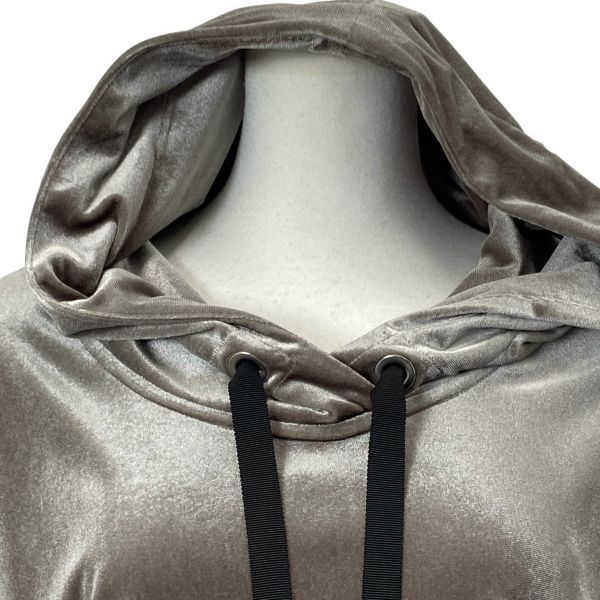 キャラオクルス CARA O CRUZ フーデッドチュニック 長袖 フード パーカー ミドル丈ベロア調 グレージュ 9 M 9号 レディース S 5 Y 387