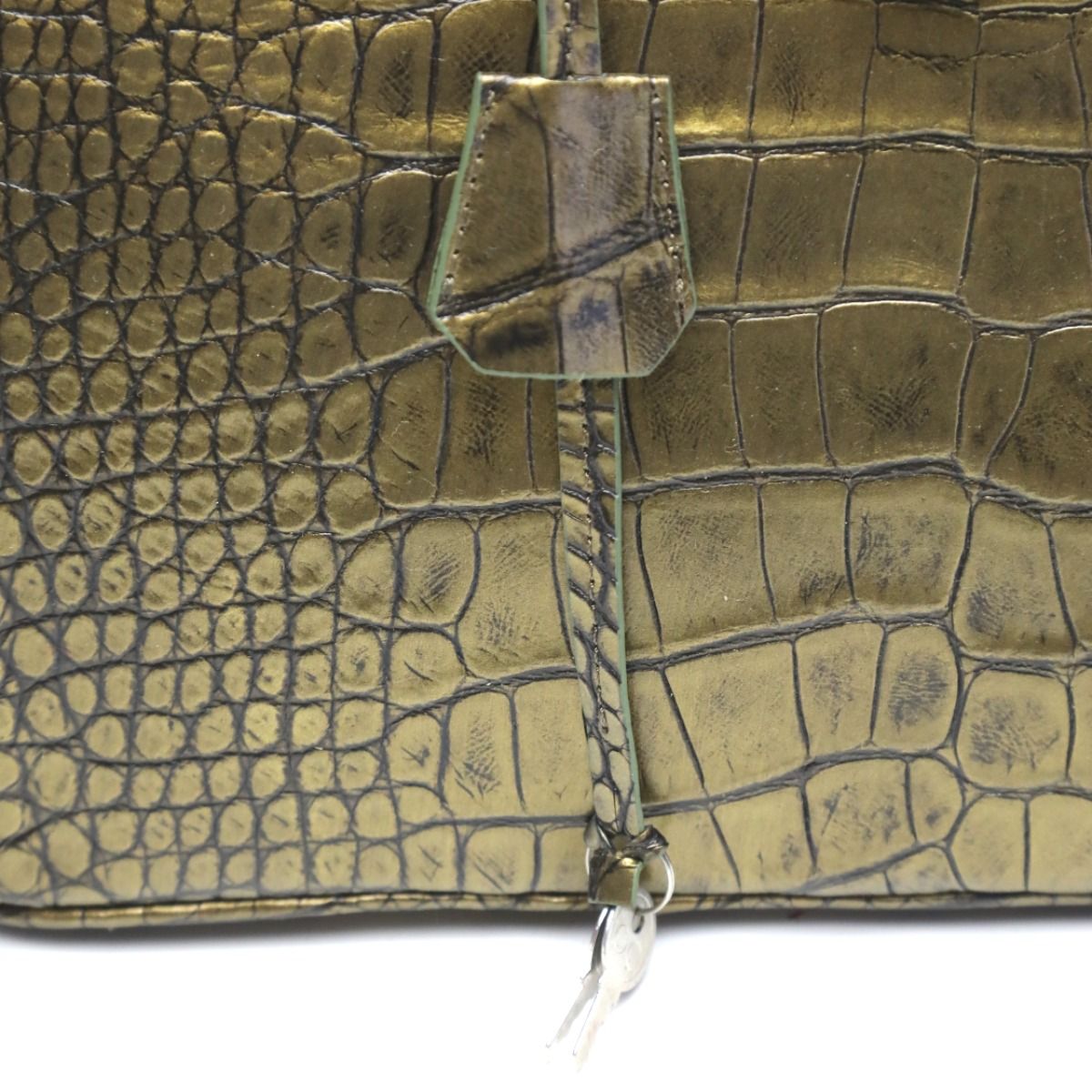 クロコダイル YB-2101 メタリック ヘンローン 30cm ハンドバッグ