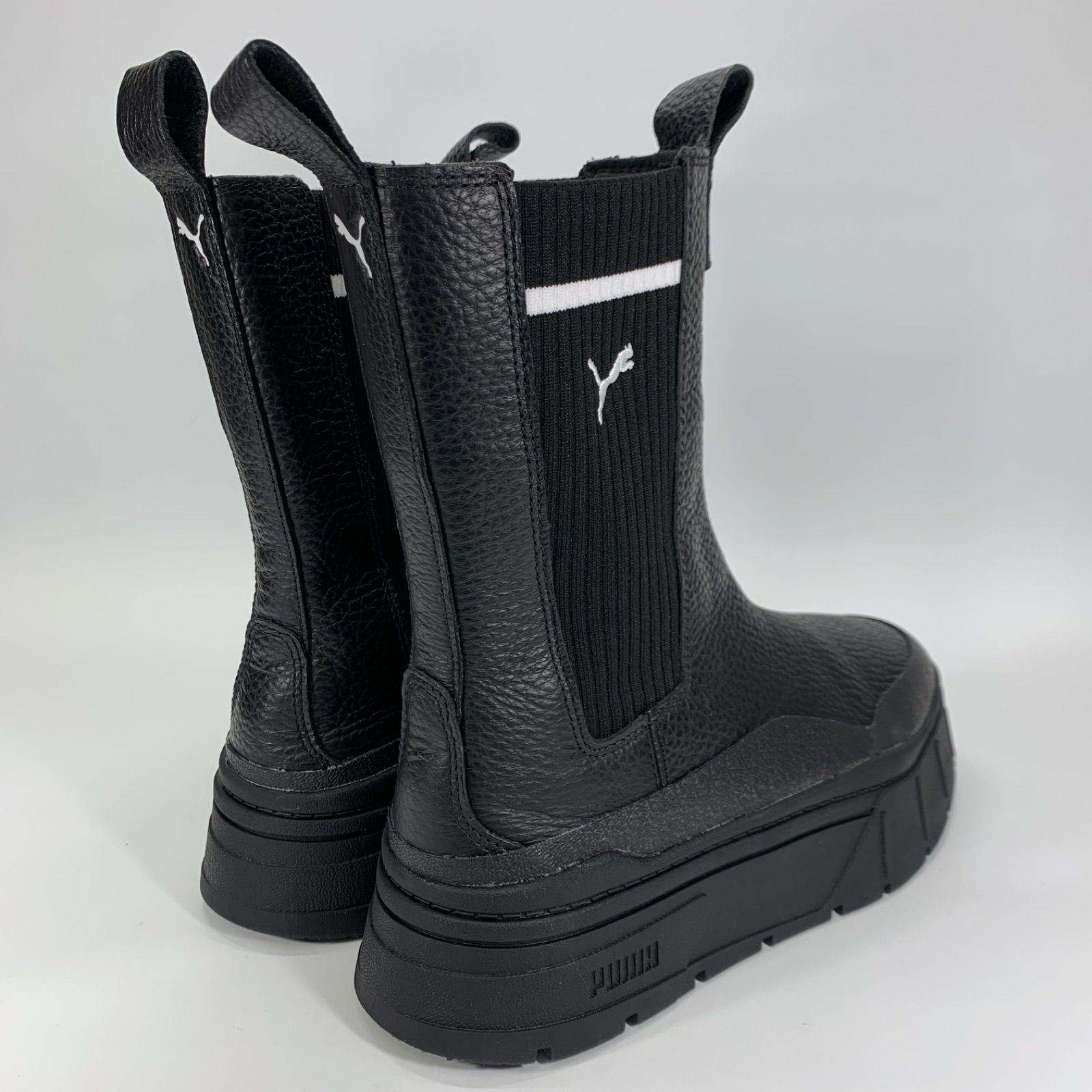  ◯ PUMA プーマ メイズ スタック チェルシー ブーツ サイドゴア ブラック 24 厚底 レザー サイドゴアブーツ ブーツ