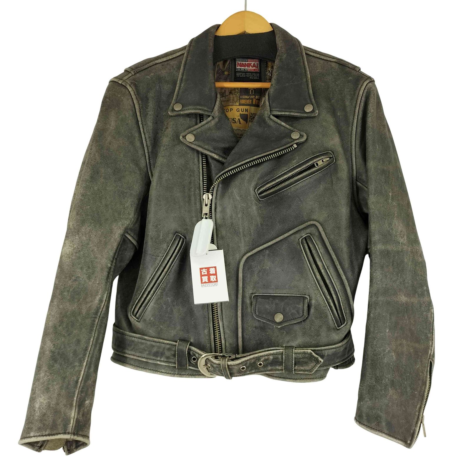 ユーズドフルギ USED古着 NANKAI 裏地総柄 ダブルライダースジャケット