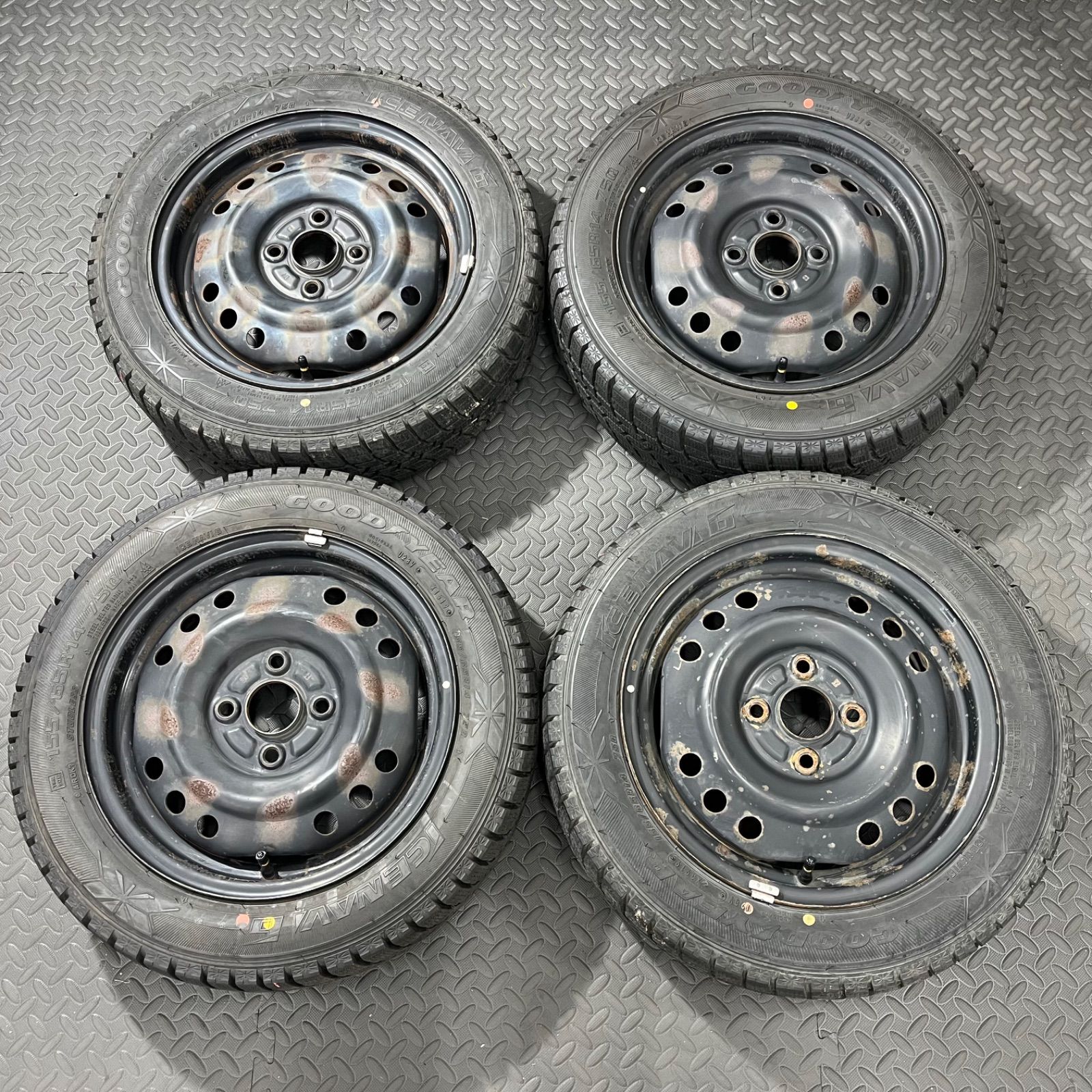 19年製 155 65 R 14 グッドイヤー アイスナビ6 ダイハツ タント ムーヴ ミラ コンテ スタッドレスタイヤ 1306 E