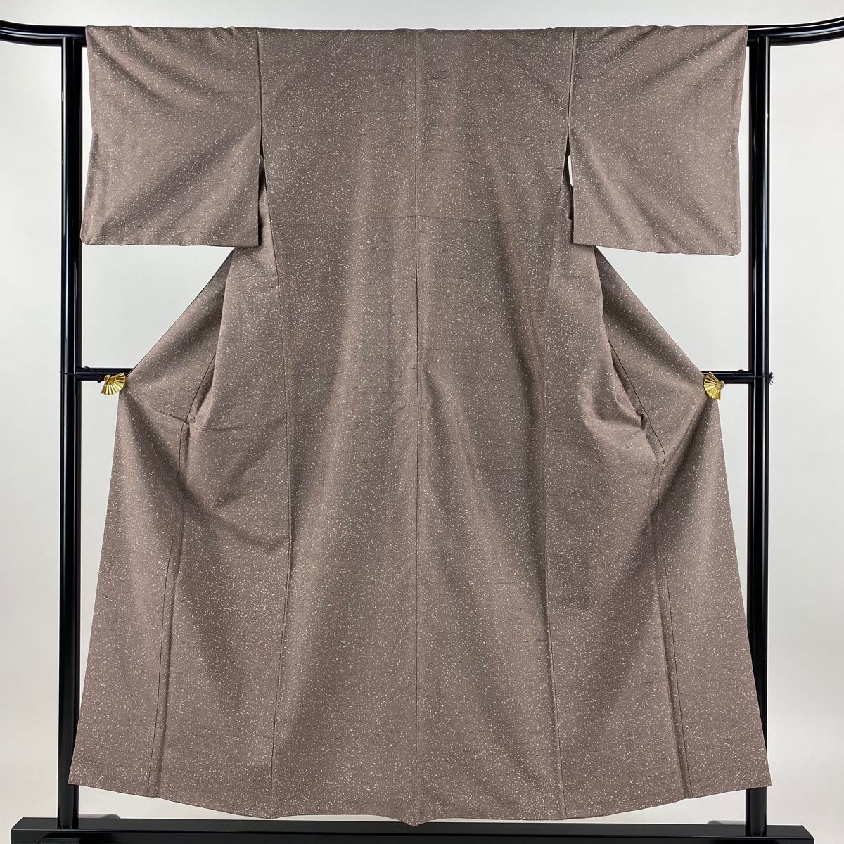 在庫一掃】 小紋 身丈152.5cm 裄丈62.5cm S 袷 紬地 幾何学模様 薄小豆