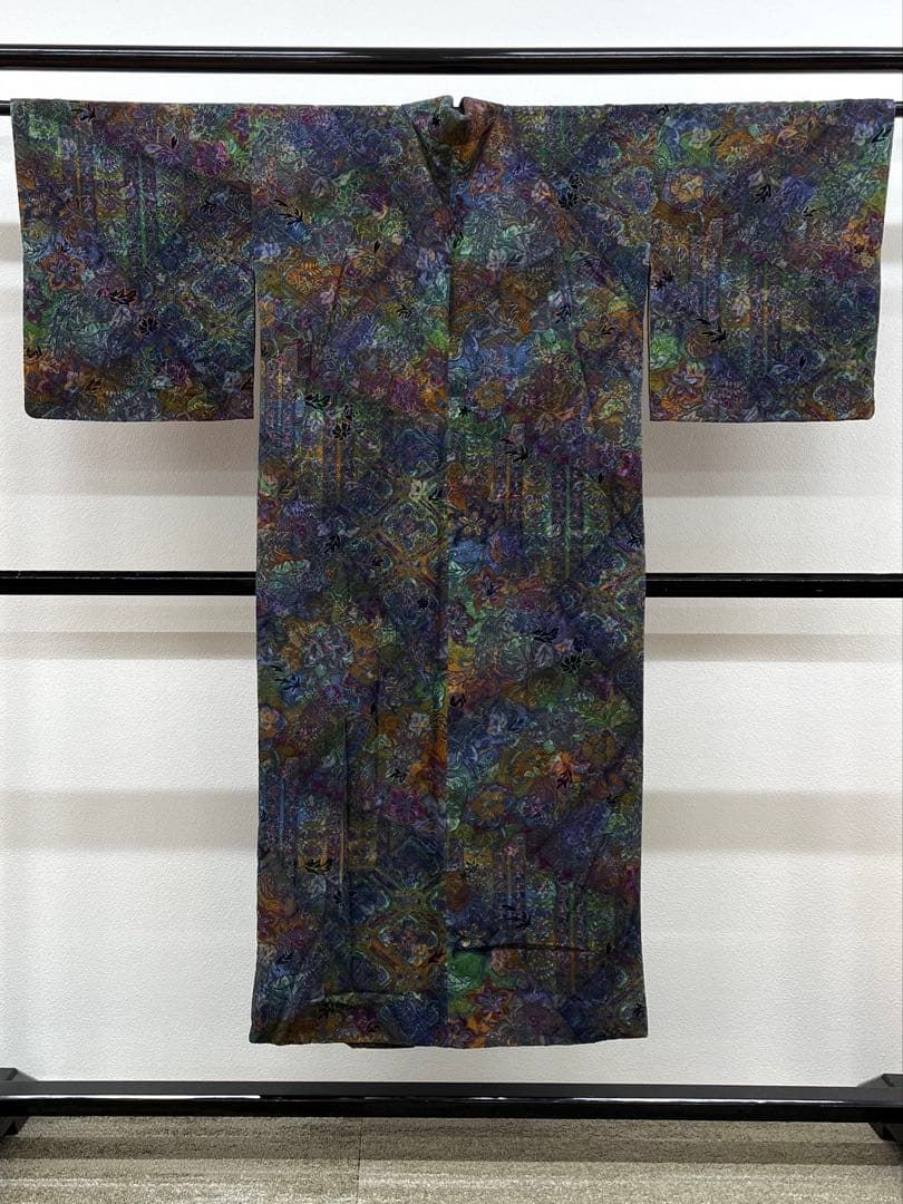  道中着 広衿 輪奈ビロード 正絹 パールトーン加工済 A 123 羽織 着物 浴衣