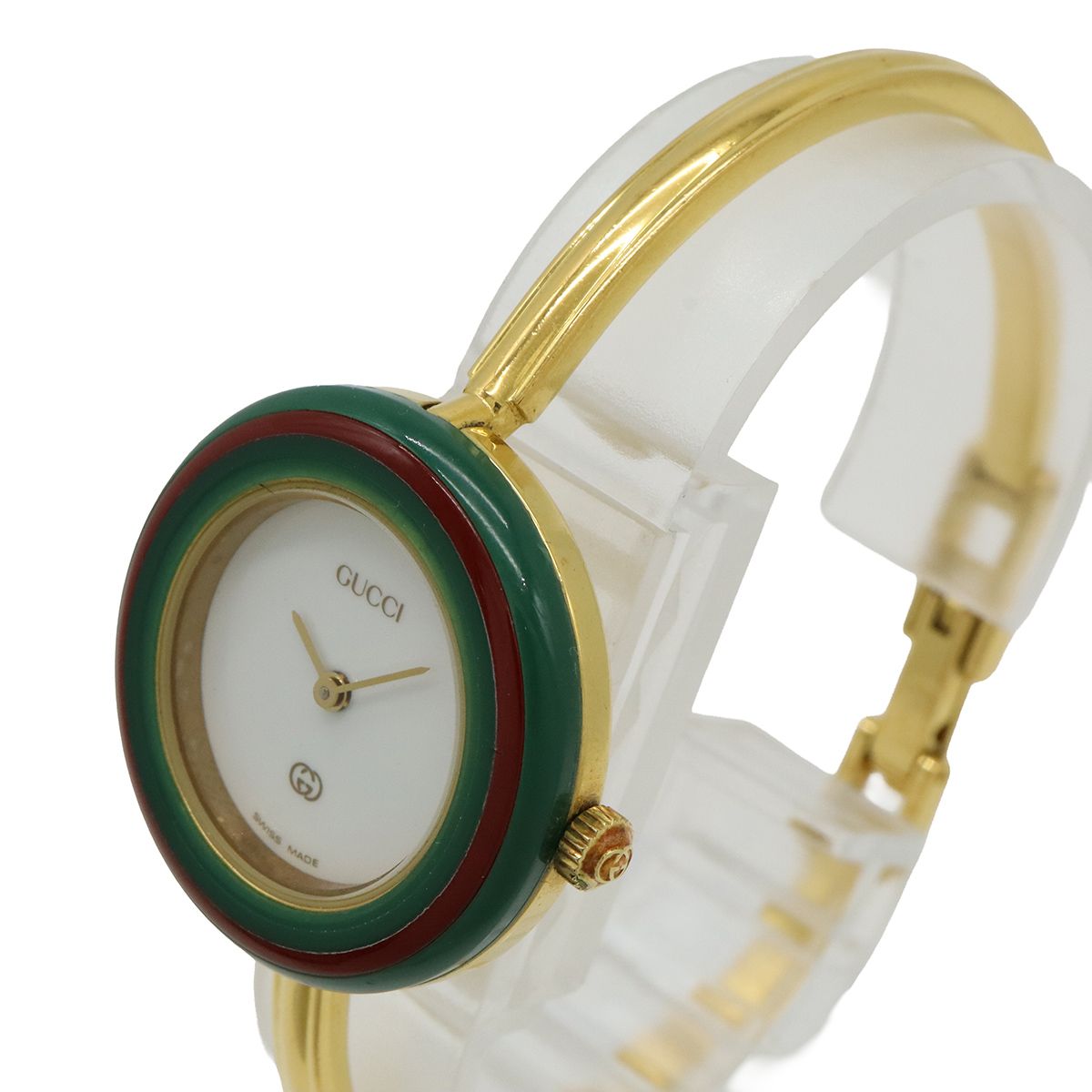  GUCCI グッチ チェンジベゼル ホワイト文字盤 GP レディース QZ クォーツ 腕時計 11 12 腕時計(クォーツ) 腕時計(アナログ)