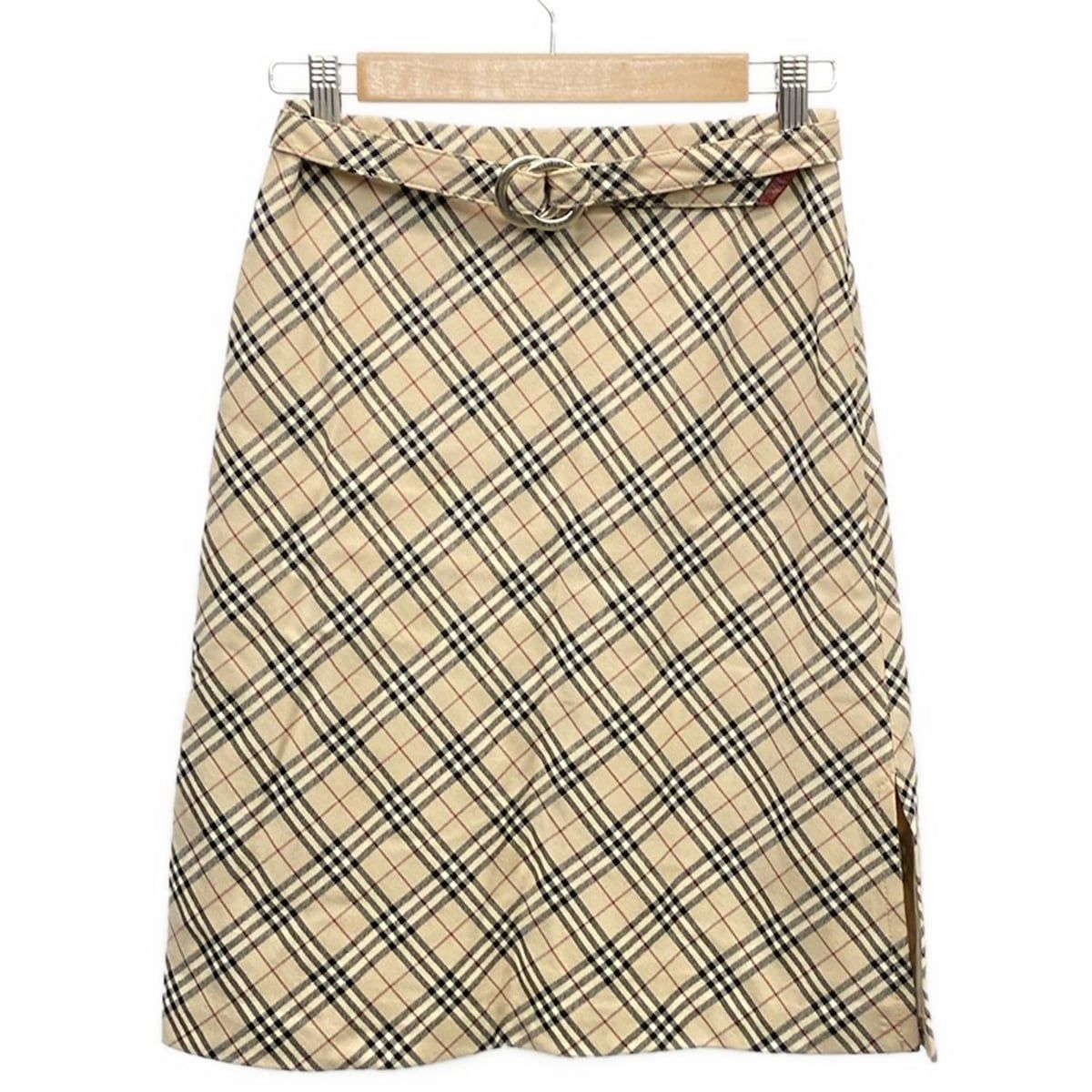 Burberry Blue Label バーバリーブルーレーベル スカート サイズ36 S レディース - ベージュ×黒×ボルドー ひざ丈 チェック柄