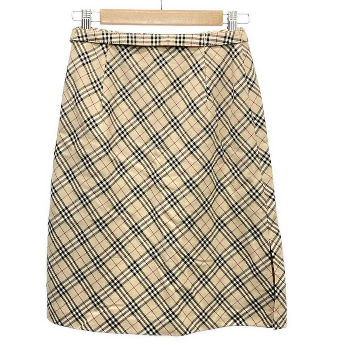Burberry Blue Label バーバリーブルーレーベル スカート サイズ36 S レディース - ベージュ×黒×ボルドー ひざ丈 チェック柄