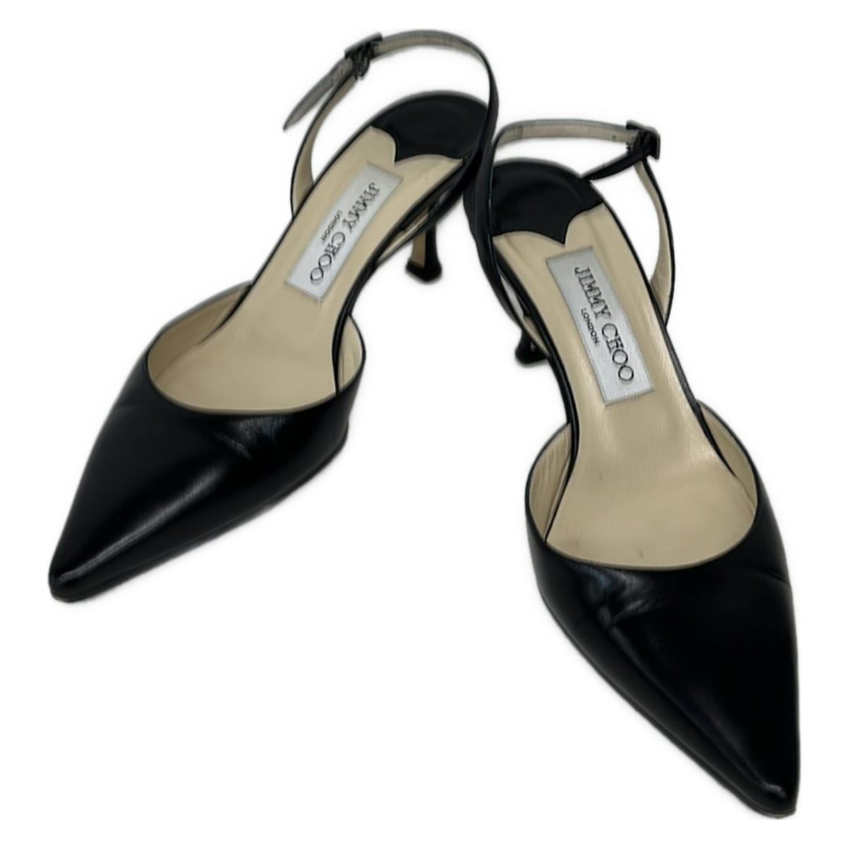 JIMMY CHOO ジミーチュウ サンダル 37 レディース - 黒 アウトソール張替済 レザー