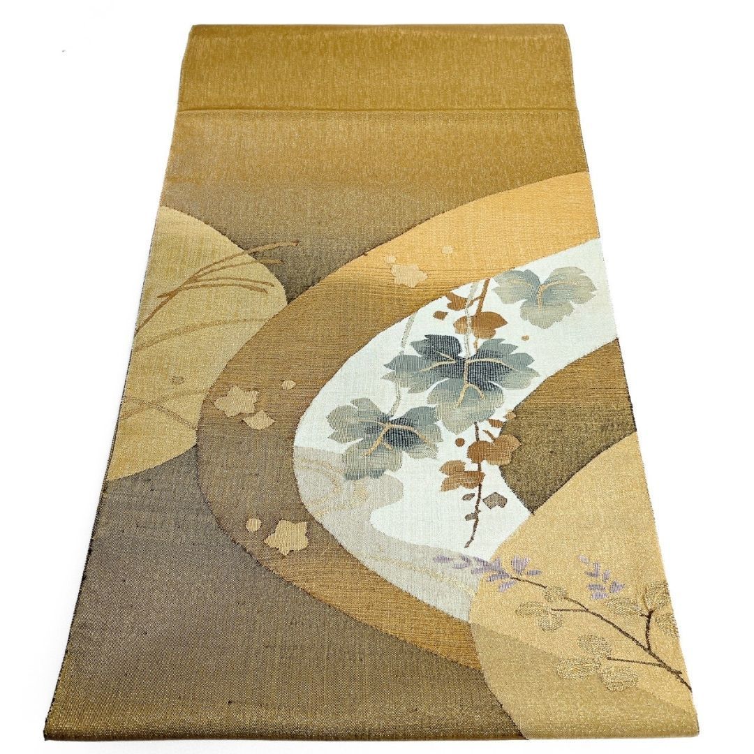 袋帯 金通し 綴れ織 リーフ模様 楓 萩 着物 123 b p ms