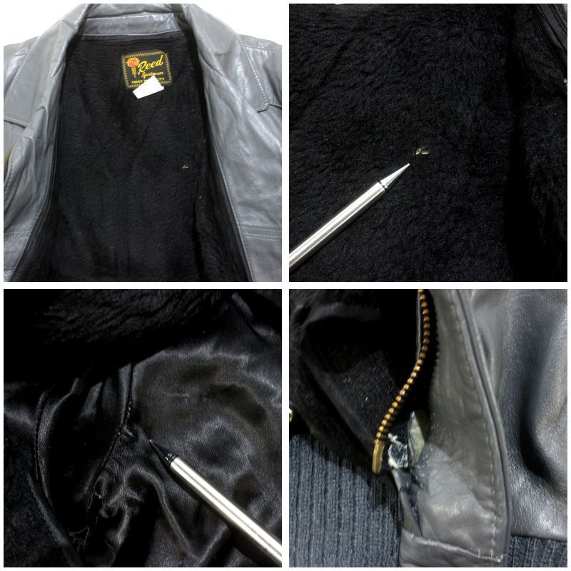 80s USA製 vintage Reed 無地 最高 レザージャケット メンズ XLサイズ