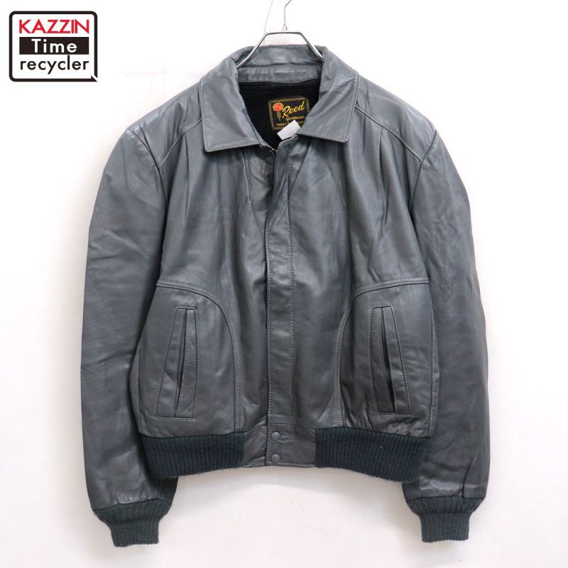 80s USA製 vintage Reed 無地 最高 レザージャケット メンズ XLサイズ