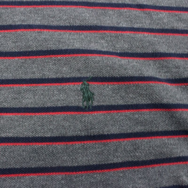 90s vintage RALPH LAUREN ボーダー柄 鹿の子 長袖ポロシャツ メンズ