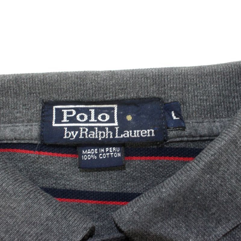 90s vintage RALPH LAUREN ボーダー柄 鹿の子 長袖ポロシャツ メンズ