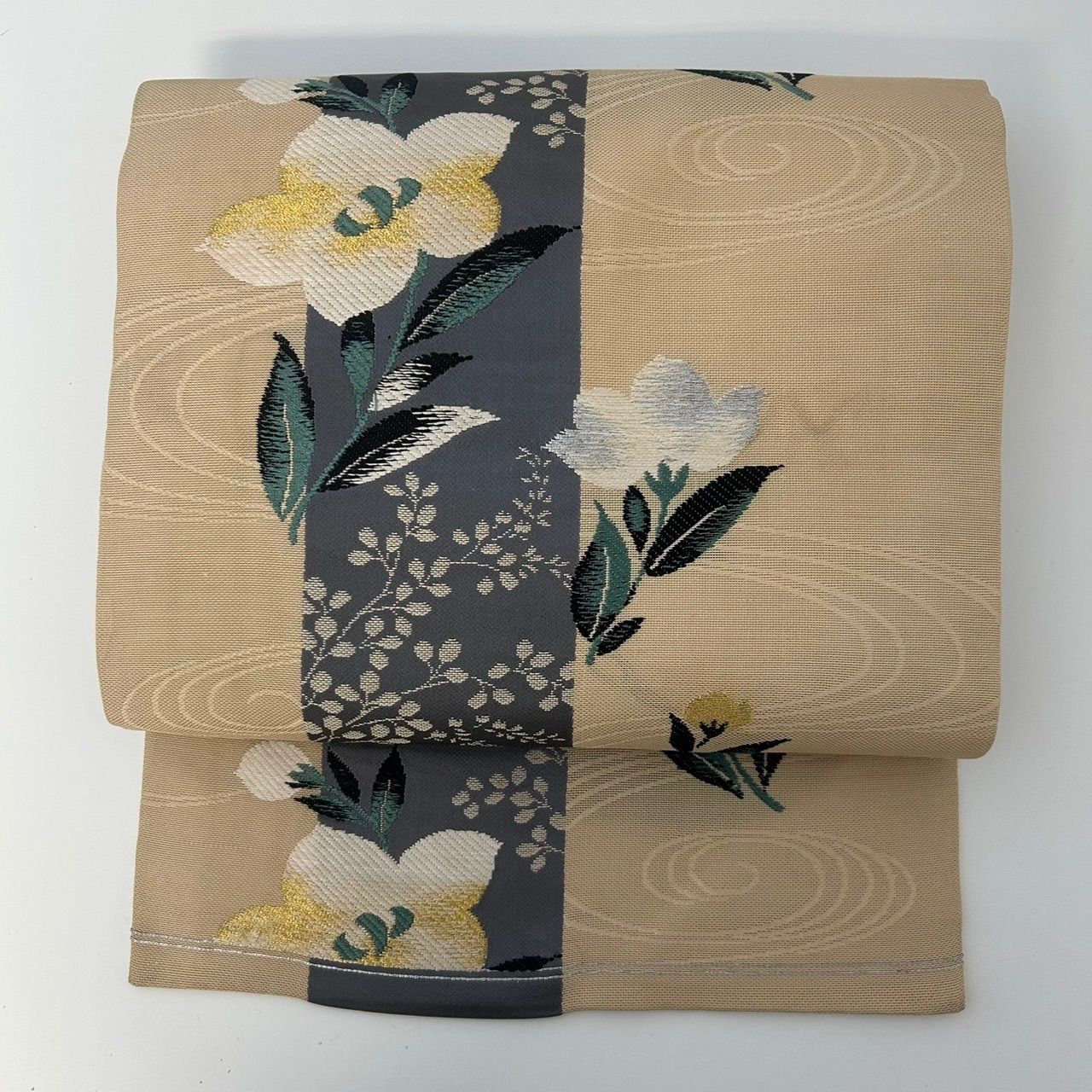 名古屋帯 紬 上品な花柄の織り出し 九寸 正絹 着物 MA-7786 【公式通販】