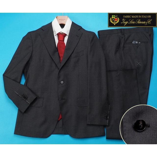 訳 大手スー 扱い 10マンス ロロピアーナ 伊製生地 Super 130 Sウール グレンチェック柄 スーツA 4灰 X 0143541