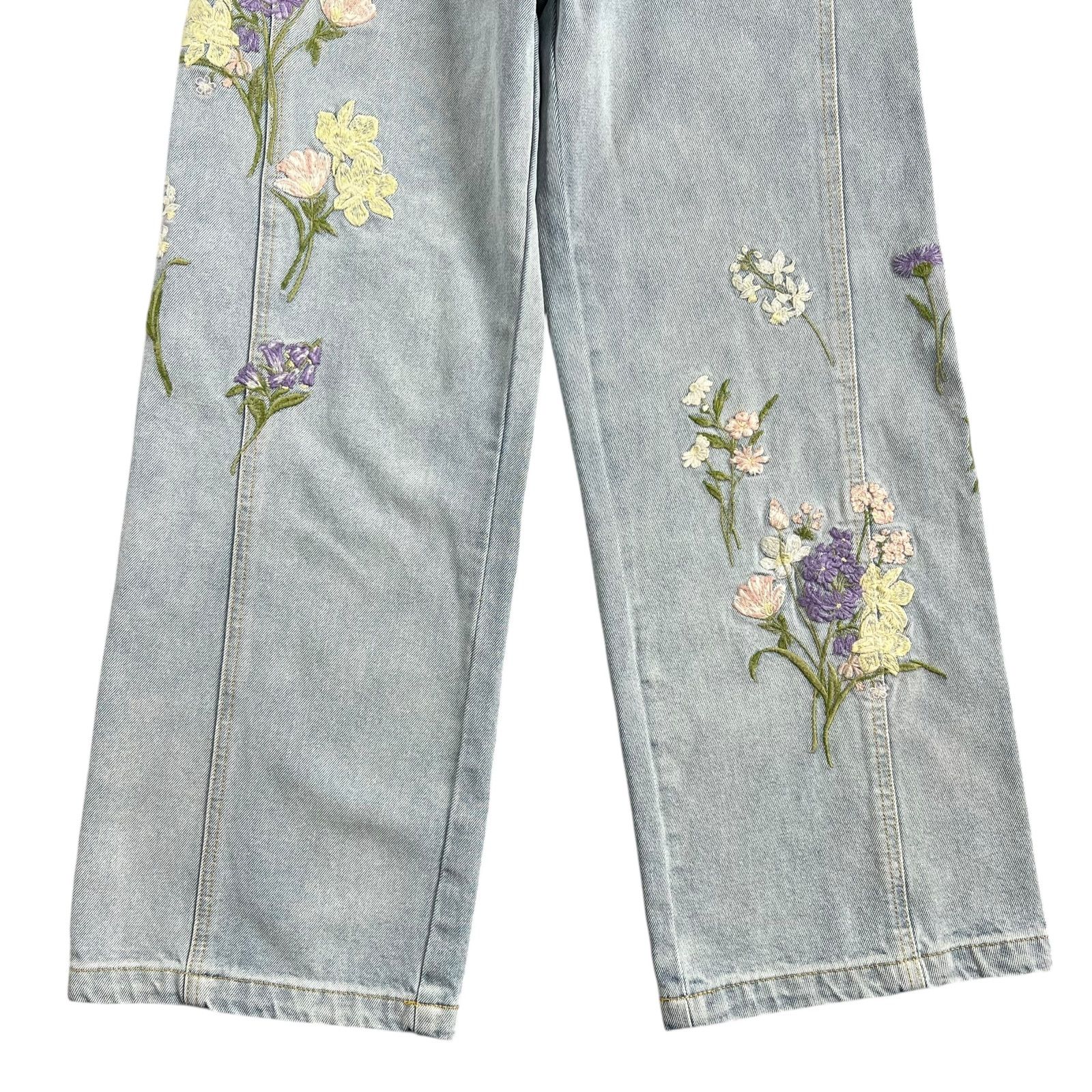  FRAY I D フレイアイディー フラワーエンブロイダリーデニム ライトブルー 1 SIZE 13オンスデニム ストレートデニム デニム ジーンズ