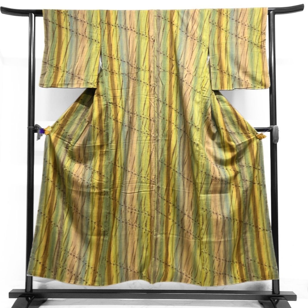 小紋 絞り 板締め調 縦縞 ぼかし 着物 123 b p ms