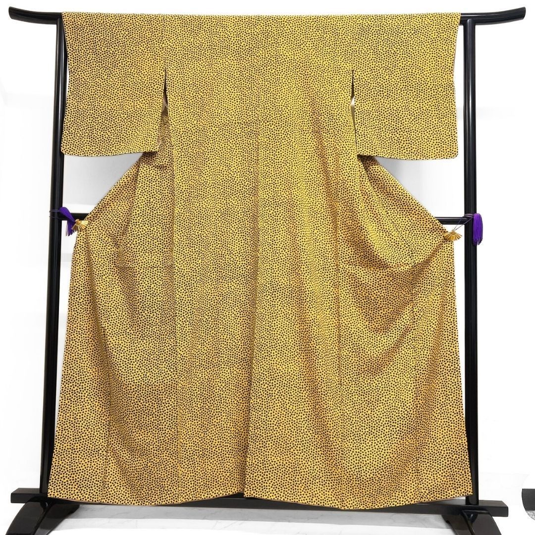 小紋 芥子色 楓 リーフ模様 着物 123 b p ms