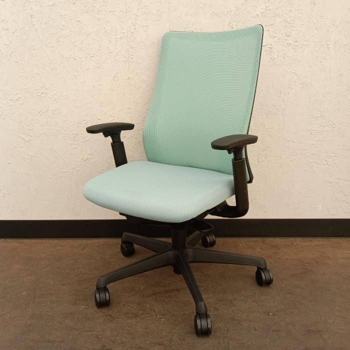 オカムラ オフィスチェア 肘あり フルーエント CB 85 ZR FKA 6 製 ブルー ハイバック アジャストアーム ナイロンキャスター デスクチェア チェア イス 椅子