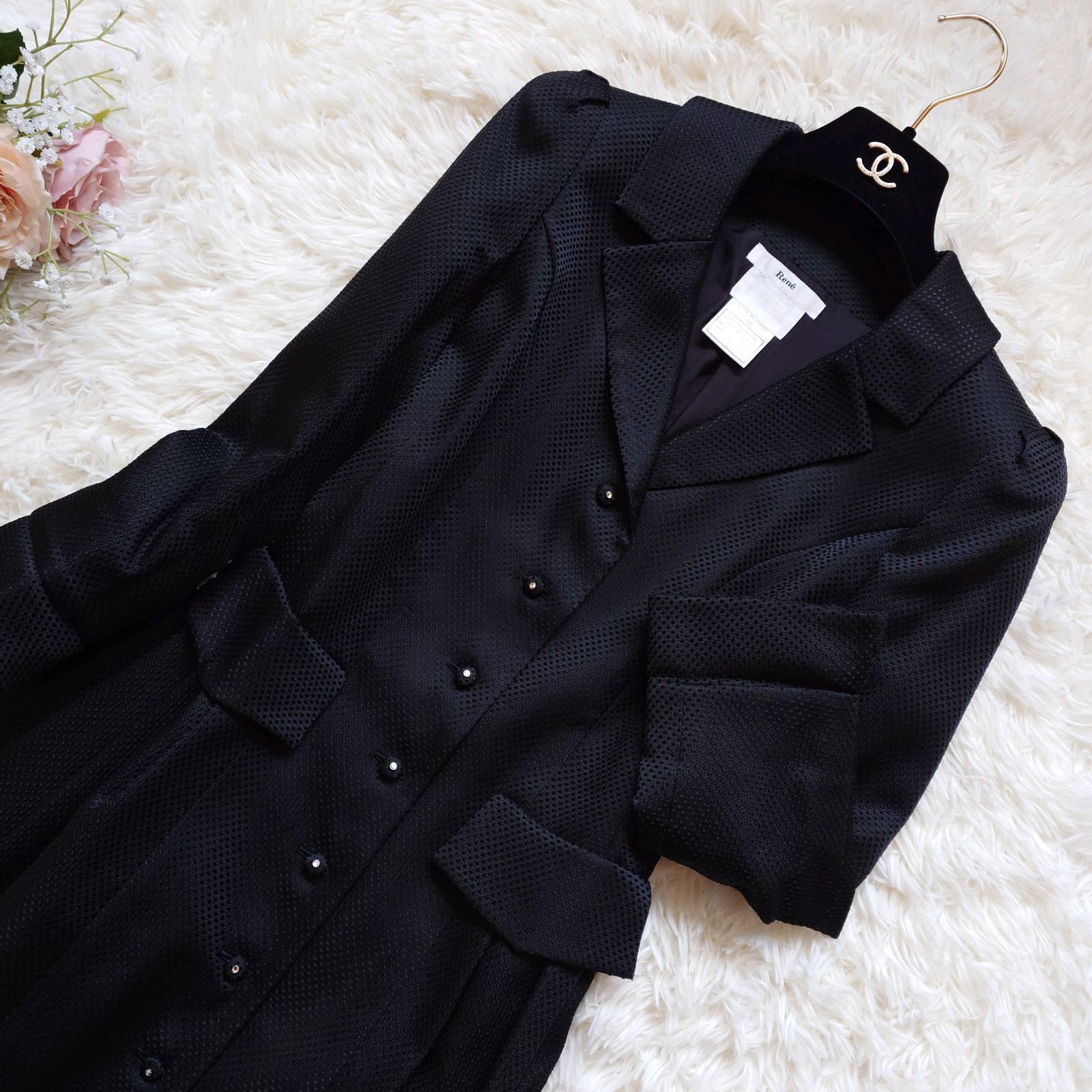 Rene コートワンピース美品✨ ルネ Rene TISSUE社製 トレンチコート ロングコート コートワンピース