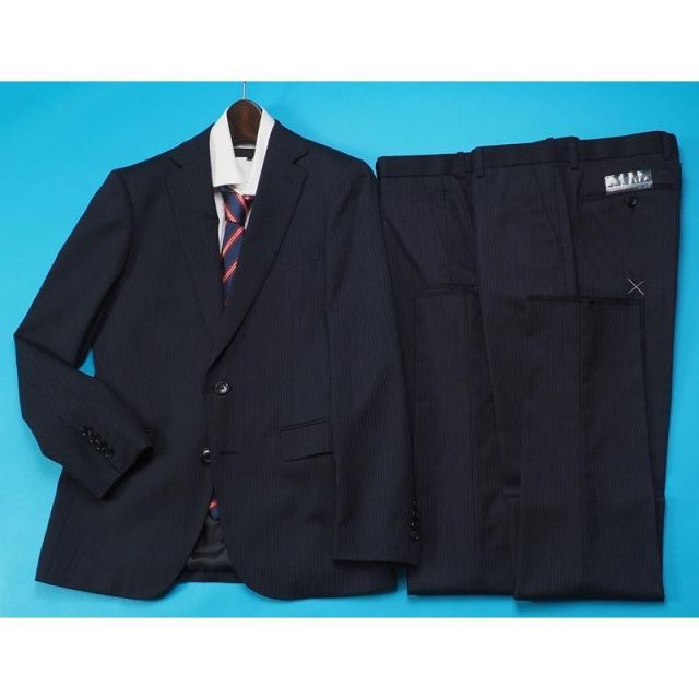 新品 大手百貨店扱い 秋冬総裏 ウール混ギャバジン ストライプ