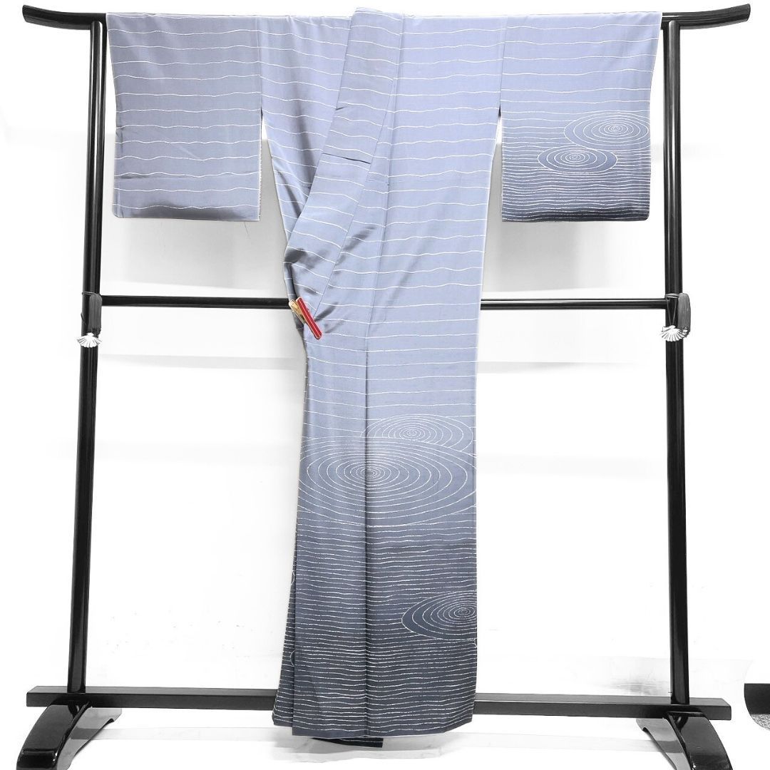 付け下げ 白山紬 横縞 水波紋 グラデーション 着物 123b p ms - メルカリ