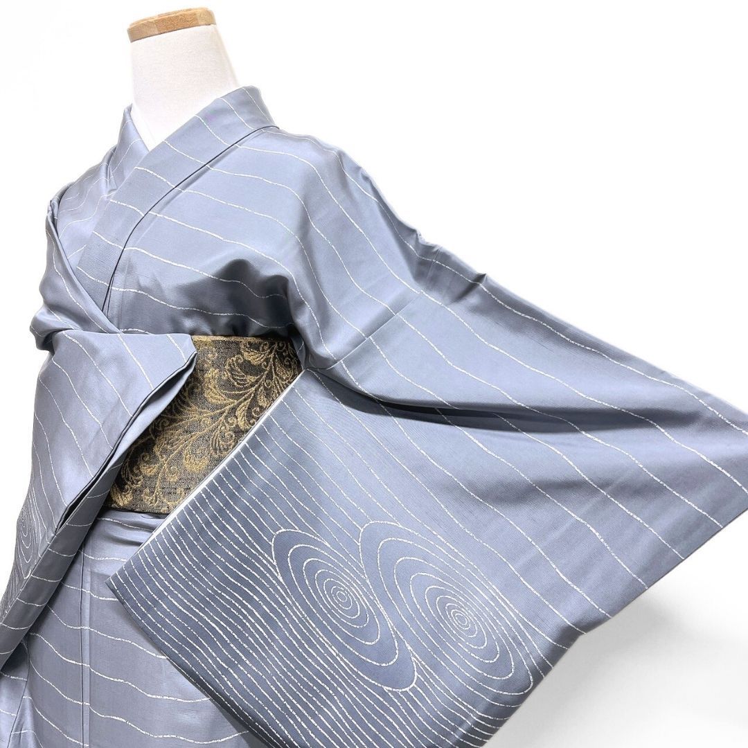 付け下げ 白山紬 横縞 水波紋 グラデーション 着物 123b p ms - メルカリ