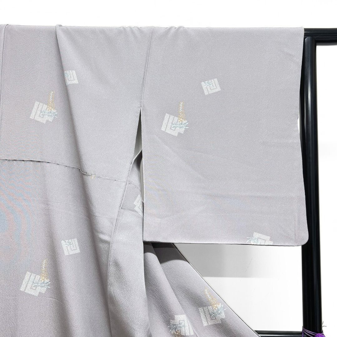  小紋 源氏香 藤の花 ライトグレー 花模様 着物 123 b p ms 小紋 着物