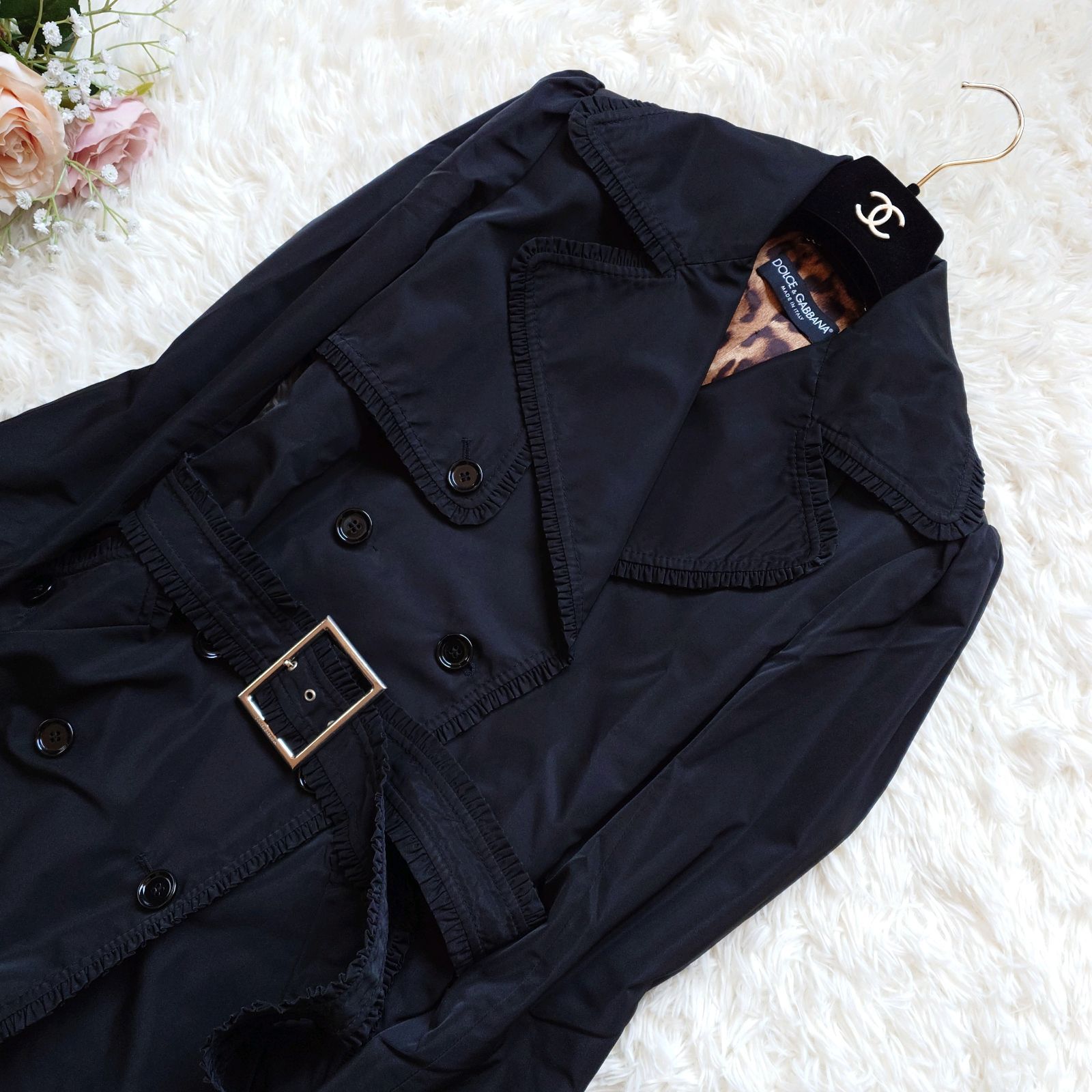 ドルチェ&ガッバーナ DOLCE&GABBANA トレンチコート フリル レオパード