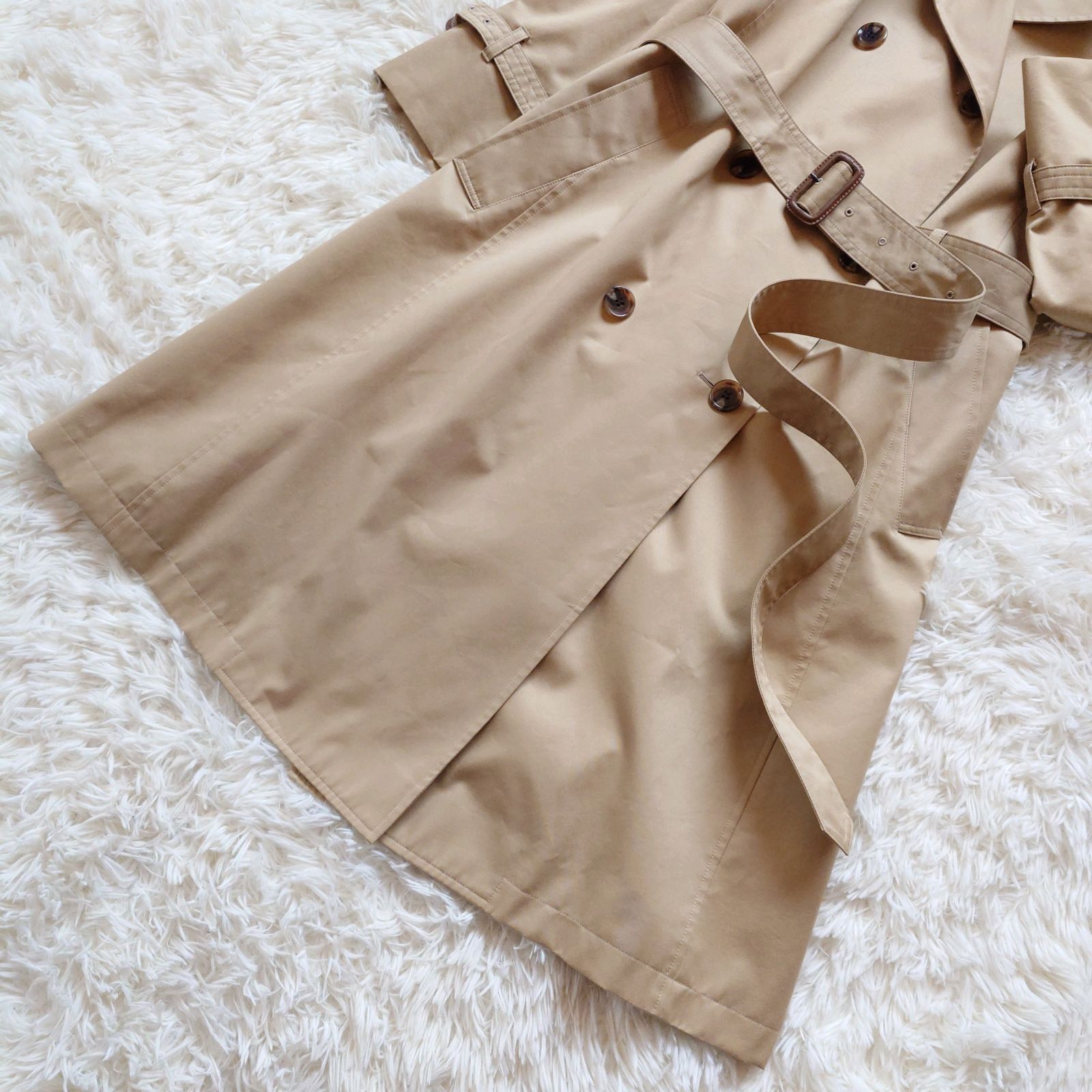 23区 大きいサイズ トレンチコート ベルト付き 美シルエット Aライン