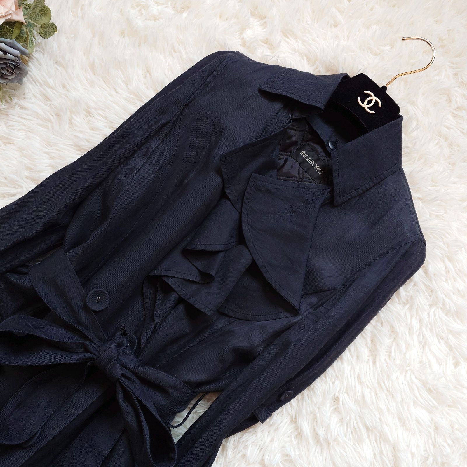 極美品✨ 近年 インゲボルグ スプリングコート ピコフリル ギャザー リボン 極美品✨ 近年 インゲボルグ スプリングコート ピコフリル ギャザー