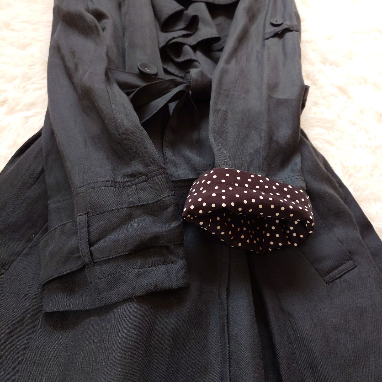 極美品✨ 近年 インゲボルグ スプリングコート ピコフリル ギャザー リボン インゲボルグ INGEBORG フリル スプリングコート トレンチコート