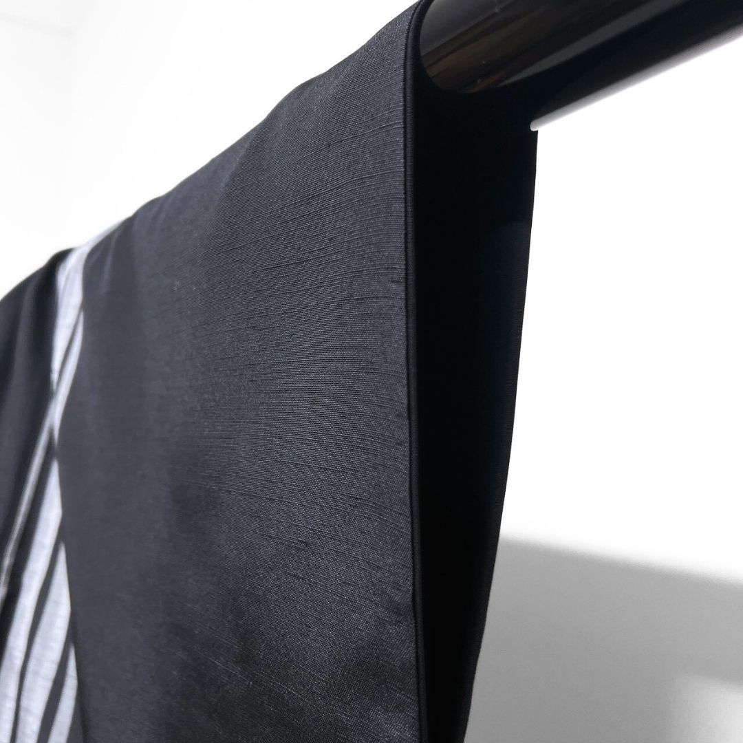  小紋 紬 縦縞 モノトーン 白黒 着物 123 b p ms 小紋 着物