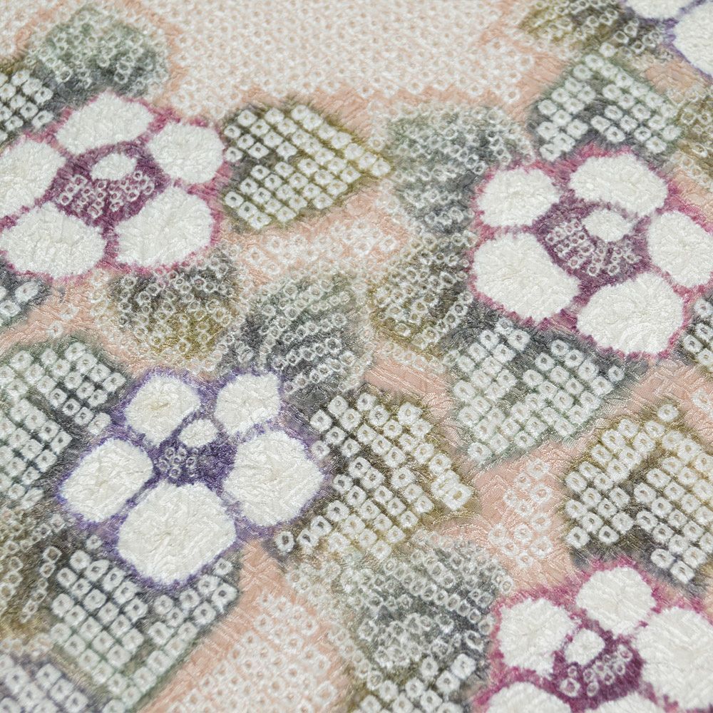 藤娘きぬたや 名古屋帯 総絞り 椿模様 絞り染め きぬたや絞り 【送料