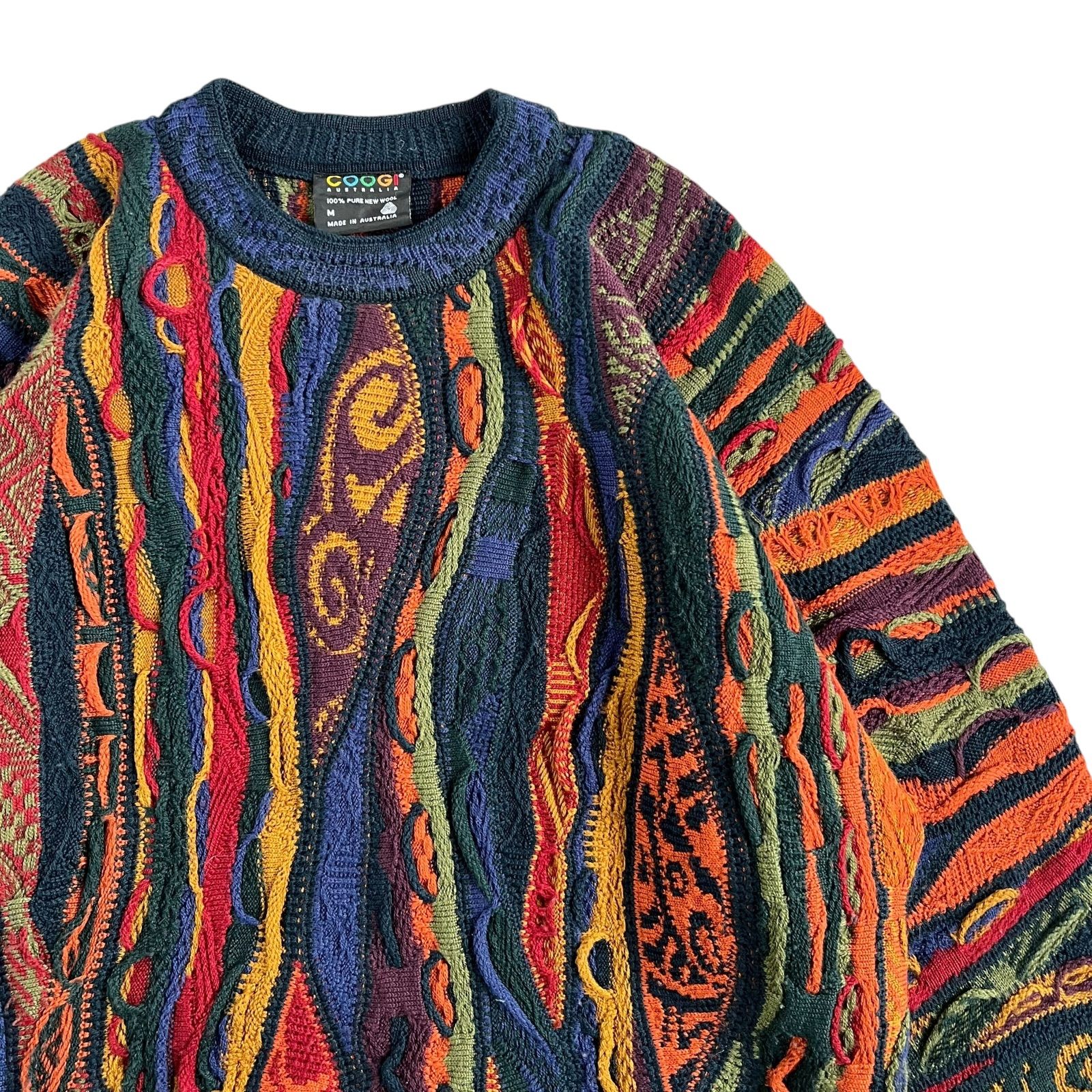 COOGI / クージー 90's ピュアウール 3Dニットセーター マルチカラー