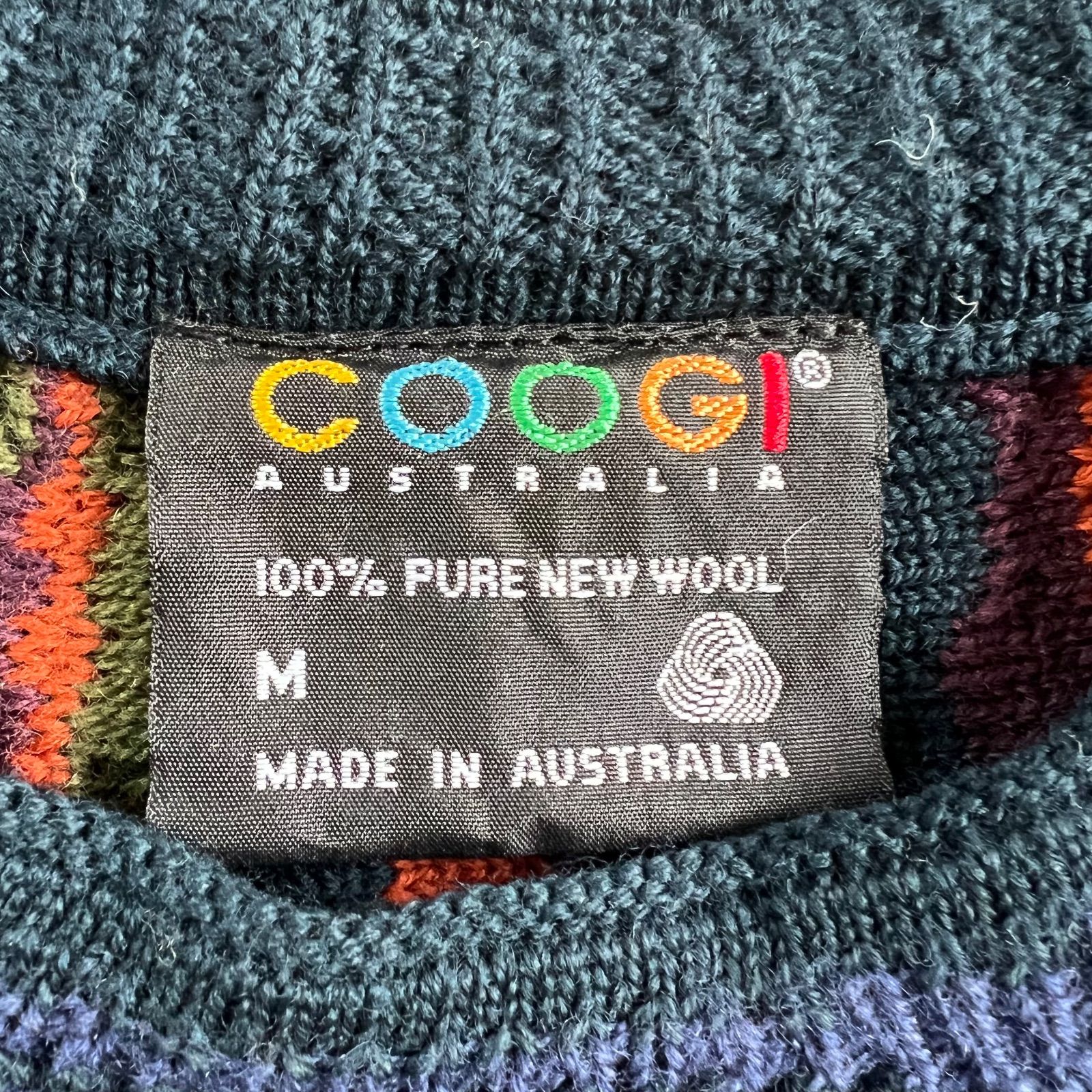 90s 3Dニット マルチカラー Coogi オーストラリア製 ニット ウール COOGI / クージー 90's ピュアウール 3Dニットセーター マルチカラー