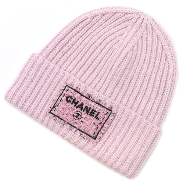 シャネル CHANEL ニットキャップ ニット キャップ カシミヤ ピンク