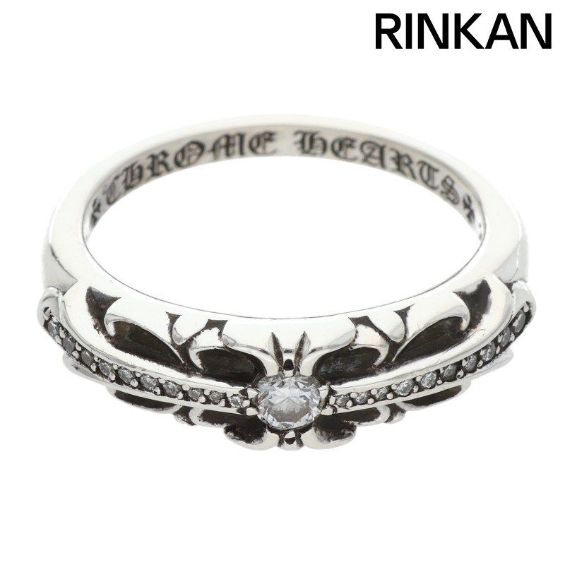 クロムハーツ BABY CLSC P D ベイビークラシックフローラルクロス PAVEダイヤ シルバーリング メンズ 14 5号