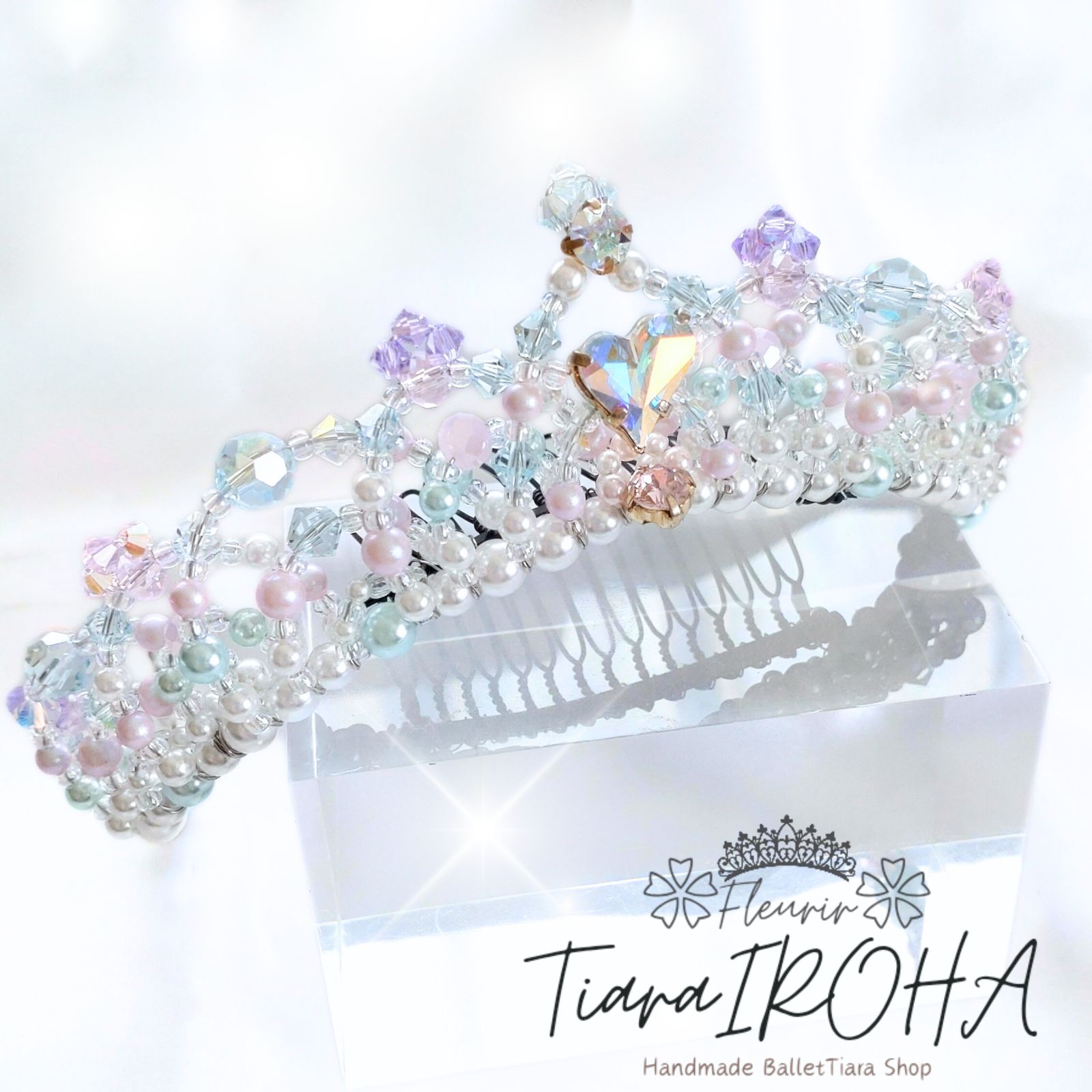 バレエ ティアラ クラウンティアラ パステル コーム付