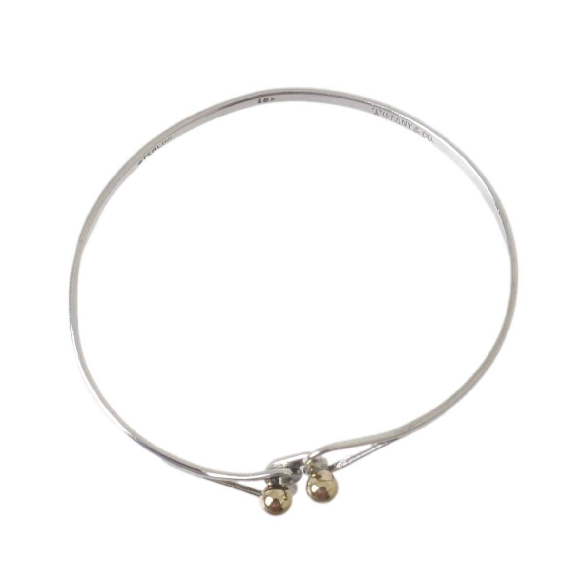  Tiffany-Co. ティファニー フック＆アイ ダブルハート バングル 18 K スターリングシルバー KA BCランク バングル リストバンド アクセサリー