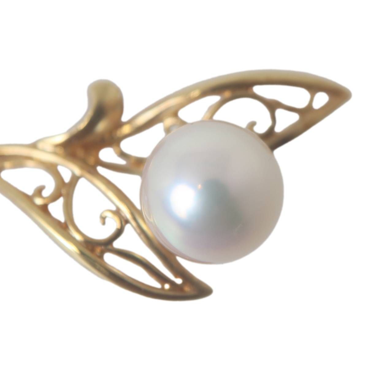 パール ピンブローチ 本真珠×K18 全長7cm パール7.7mm珠 重量2.9g NT B