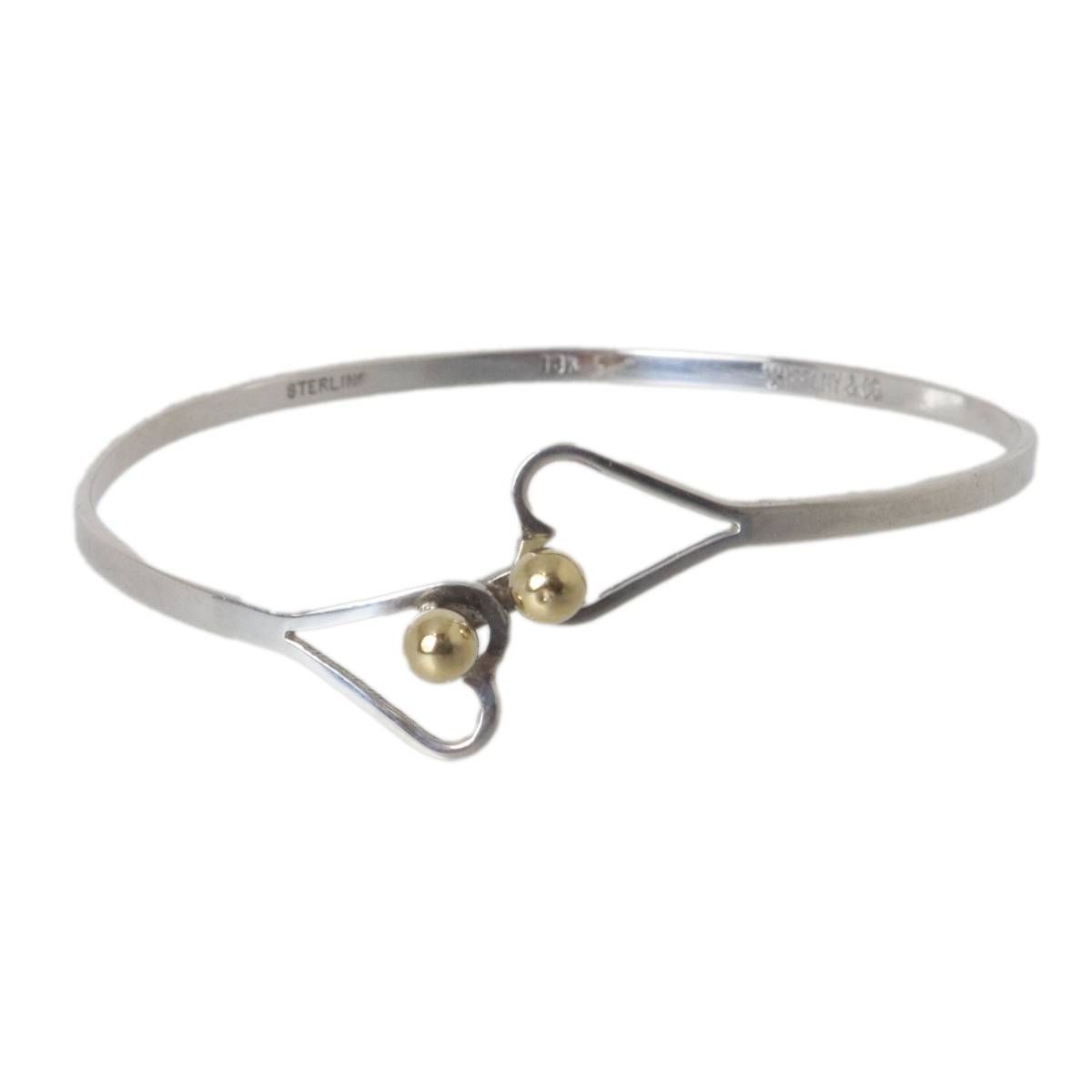 Tiffany-Co. ティファニー フック＆アイ ダブルハート バングル 18 K スターリングシルバー KA BCランク