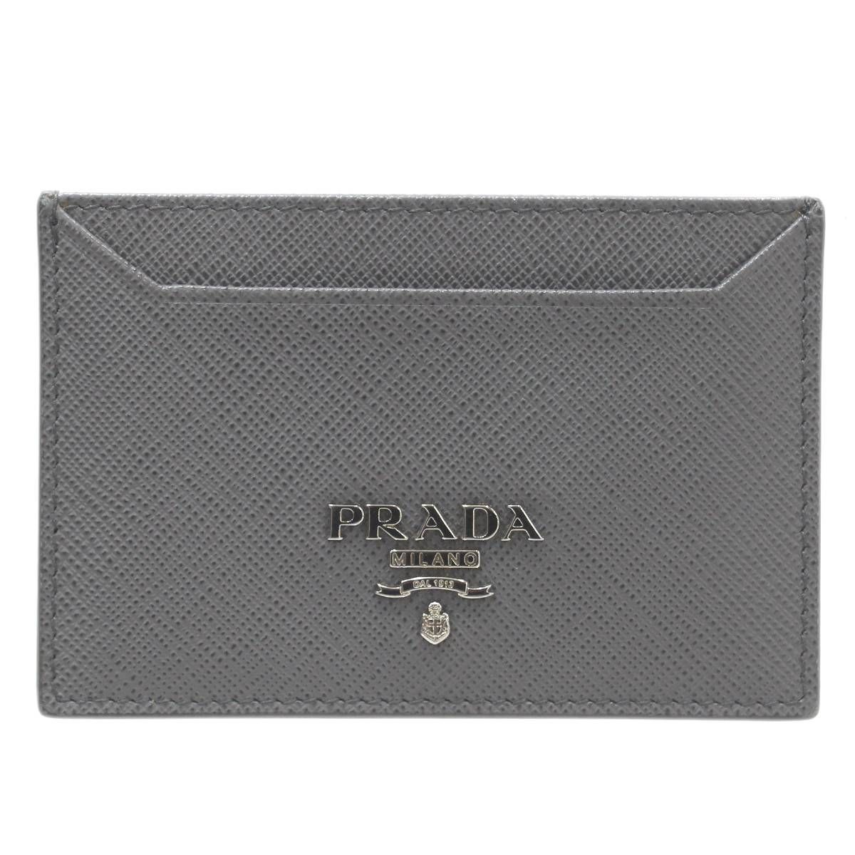 PRADA プラダ 名刺入れ カードケース グレー NO Bランク