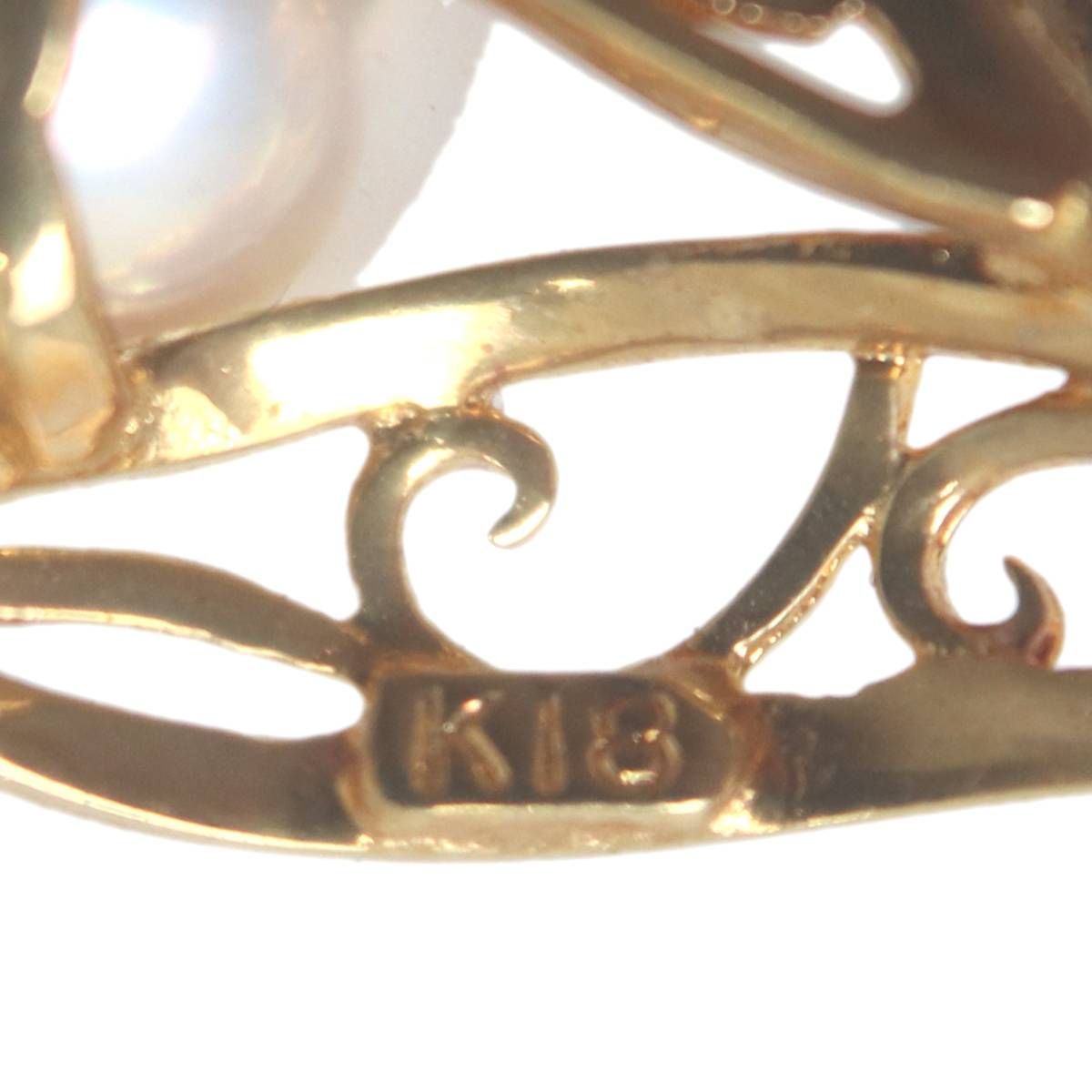 パール ピンブローチ 本真珠×K18 全長7cm パール7.7mm珠 重量2.9g NT B