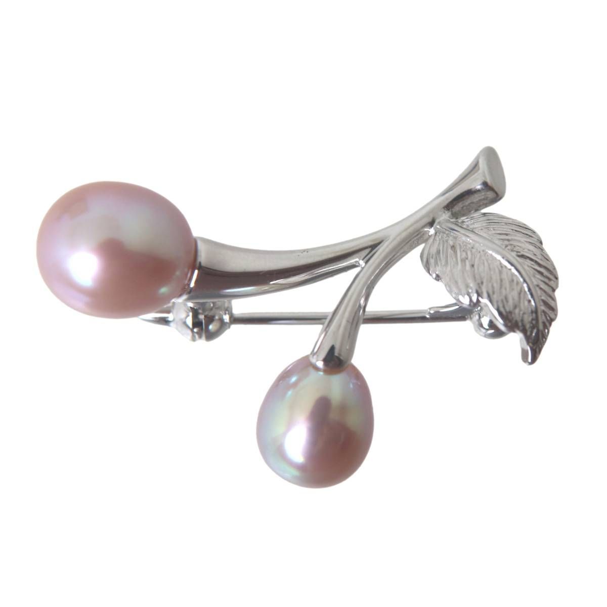 MIKIMOTO ミキモト パールブローチ 本真珠×Sv 箱 30.7×18.6(mm) パール