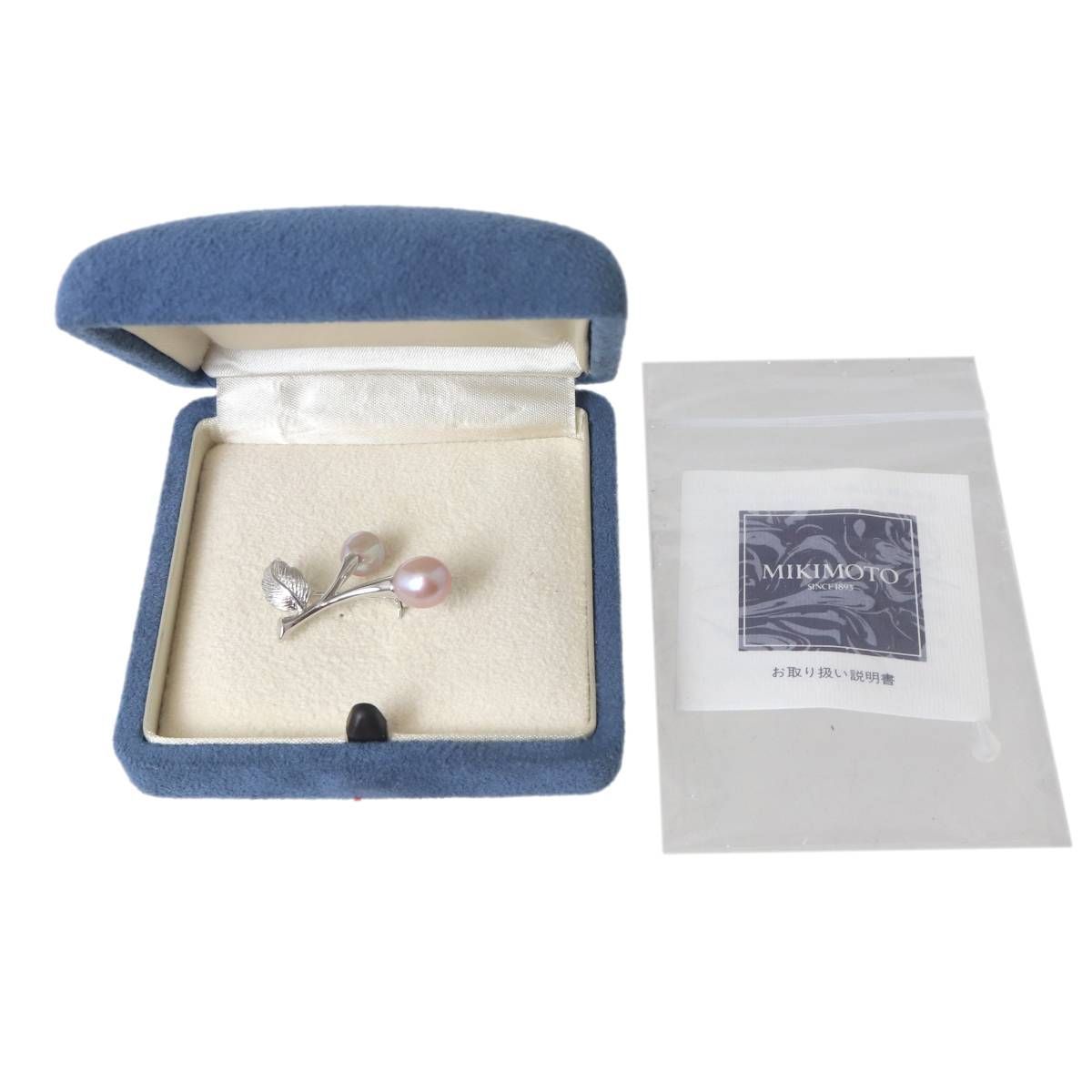 MIKIMOTO ミキモト パールブローチ 本真珠×Sv 箱 30.7×18.6(mm) パール