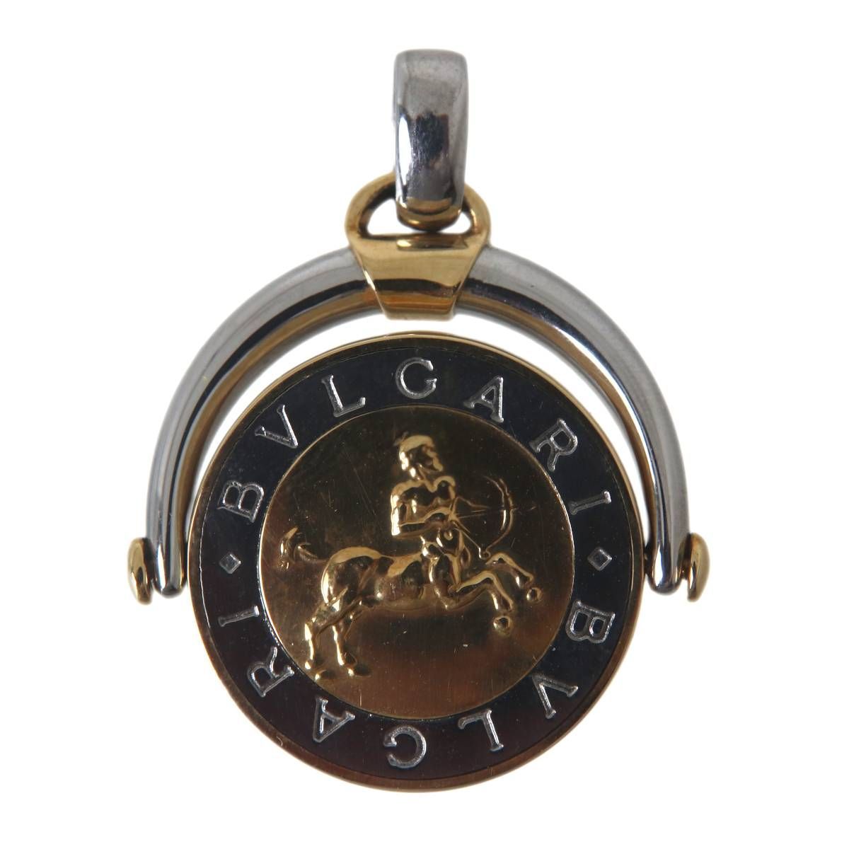 BVLGARI ブルガリ SS K 18 YG ホロスコープ 射手座 ペンダントトップ ステンレススチール×K 750刻印 ゴールド 総重量 約13.5 g NO Aランク