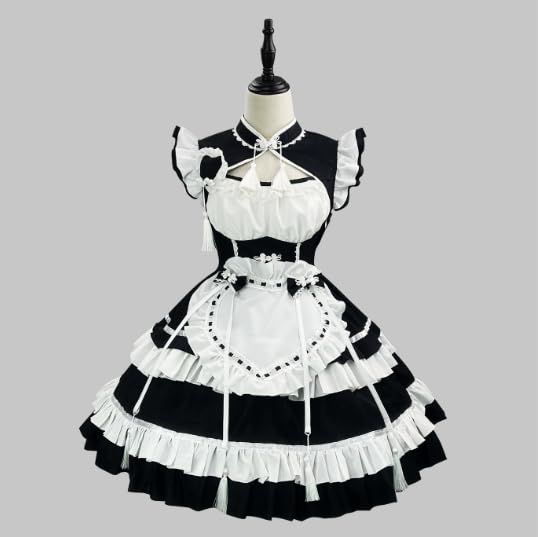 新春元宵中華メイド服COS新中式チャイナドレスロリータメイド制服スーツワンピースコスプレ衣装フルセット撮影用 舞台